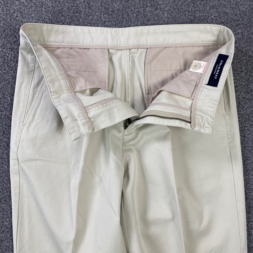 Vintage Unionbay Double Pleat Trouser Chinos Mens 34 Beige Wide Leg Dad Core - Picture 4 of 14